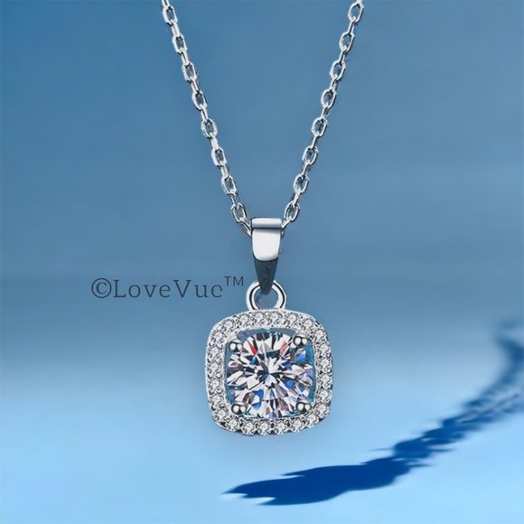 Certified 5ct. t.w. Diamond Square Frame Halo Necklace - Picture 5 of 16